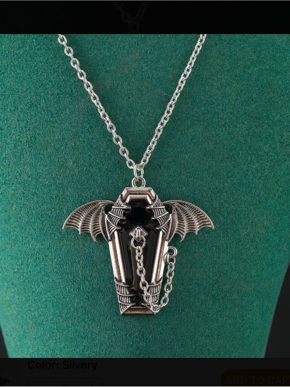 ⭐️ Gothic Bat Wing Coffin Pendant Necklace New